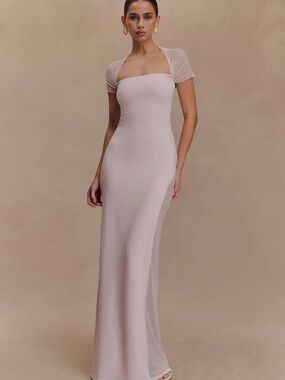 Meshki - Slinky And Mesh Maxi Dress - Pale Pink